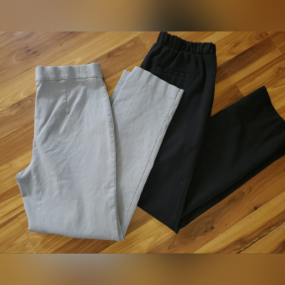 2 Pairs of Womens Slacks Black & Light Gray